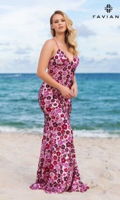 Long Formal Dress 11000 By Faviana -SIMPLY DRESS SALE 11000 PINK SILVER SIDE long prom dress