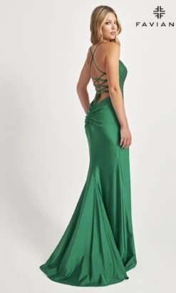 Long Formal Dress 11011 By Faviana -SIMPLY DRESS SALE 11011 Emerald Back