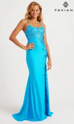 Long Formal Dress 11017 By Faviana 27 Long Formal Dress 11017 By Faviana -SIMPLY DRESS SALE 11017 SKY BLUE FRONT long prom dress