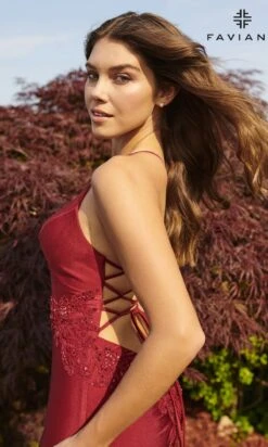 Long Formal Dress 11020 By Faviana -SIMPLY DRESS SALE 11020 Wine CloseUp