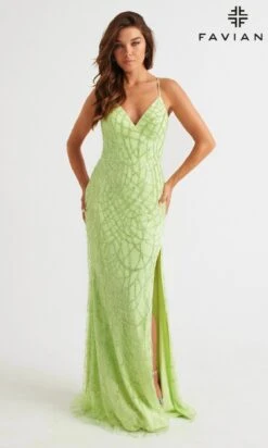Long Formal Dress 11084 By Faviana -SIMPLY DRESS SALE 11084 CELERY FRONT long prom dress