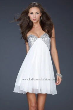 La Femme Short Strapless Prom Dress 17649 10 La Femme Short Strapless Prom Dress 17649 -SIMPLY DRESS SALE 17649 White F