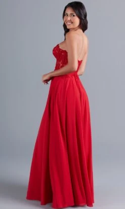 Red Strapless Sheer-Bodice Long Prom Dress -SIMPLY DRESS SALE 17 F2207 21