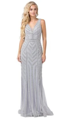 Long Formal Dress With Beaded Stripes -SIMPLY DRESS SALE 2391d