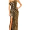 Mac Duggal Long Formal Dress 26728 -SIMPLY DRESS SALE 26728 Gold AB