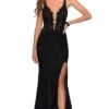 La Femme Cut-Out Back Long Lace Prom Dress -SIMPLY DRESS SALE 28648 Black F