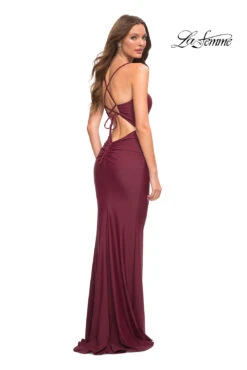 Tight Long La Femme Prom Dress With Lace-Up Back -SIMPLY DRESS SALE 30484 DarkBerry B2