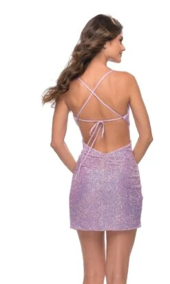 La Femme Neon Pink Short Sequin Homecoming Dress -SIMPLY DRESS SALE 30987 LightPeriwinkle B