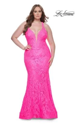 La Femme 31118 Plus-Size Formal Prom Dress 10 La Femme 31118 Plus-Size Formal Prom Dress -SIMPLY DRESS SALE 31118 NeonPink F