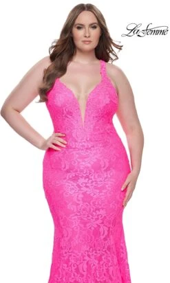 La Femme 31118 Plus-Size Formal Prom Dress 12 La Femme 31118 Plus-Size Formal Prom Dress -SIMPLY DRESS SALE 31118 NeonPink F2