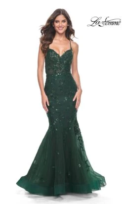 La Femme 32033 Formal Prom Dress -SIMPLY DRESS SALE 32033 DarkEmerald F