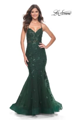 La Femme 32033 Formal Prom Dress -SIMPLY DRESS SALE 32033 DarkEmerald F2