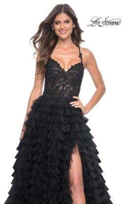 La Femme 32128 Formal Prom Dress 31 La Femme 32128 Formal Prom Dress -SIMPLY DRESS SALE 32128 Black F3