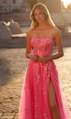 La Femme 32137 Formal Prom Dress -SIMPLY DRESS SALE 32137 NeonPink F3 Editorial