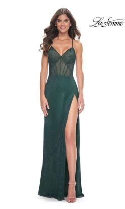 La Femme 32247 Formal Prom Dress -SIMPLY DRESS SALE 32247 DarkEmerald F