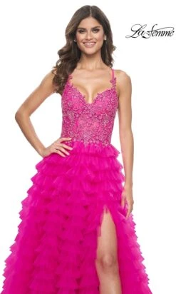 La Femme 32334 Formal Prom Dress -SIMPLY DRESS SALE 32334 HotFuchsia F3