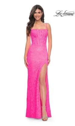 La Femme 32423 Formal Prom Dress -SIMPLY DRESS SALE 32423 NeonPink F2