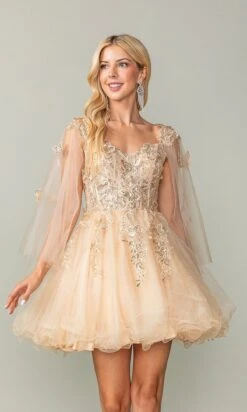Dancing Queen Short Party Dress 3393 -SIMPLY DRESS SALE 3393champagne 1 crop