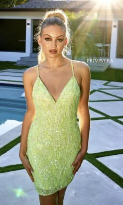 Short Homecoming Dress By Primavera 3897 -SIMPLY DRESS SALE 3897APPLEGREEN 1