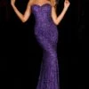 Strapless Sweetheart Long Sequin Prom Dress 391 -SIMPLY DRESS SALE 391VIOLET