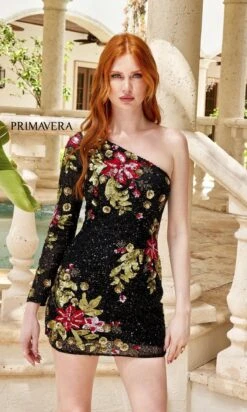 Short Homecoming Dress By Primavera 4014 -SIMPLY DRESS SALE 4014BLACKMULTI 3