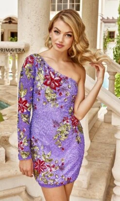 Short Homecoming Dress By Primavera 4014 -SIMPLY DRESS SALE 4014LAVENDER