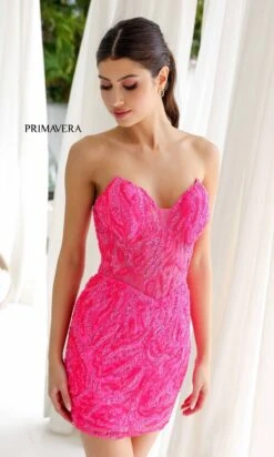 Primavera Short Party Dress 4222 -SIMPLY DRESS SALE 4222NEONPINK0014