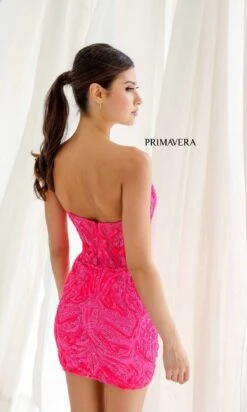 Primavera Short Party Dress 4222 -SIMPLY DRESS SALE 4222NEONPINK0025