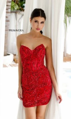 Primavera Short Party Dress 4222 -SIMPLY DRESS SALE 4222RED0082