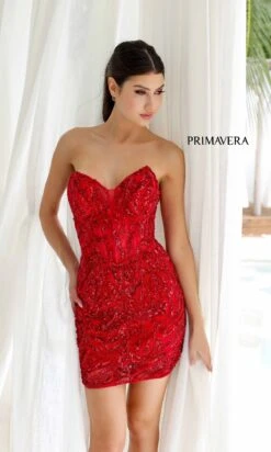Primavera Short Party Dress 4222 -SIMPLY DRESS SALE 4222RED0096