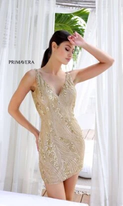 Primavera Short Party Dress 4249 -SIMPLY DRESS SALE 4249GOLD0164