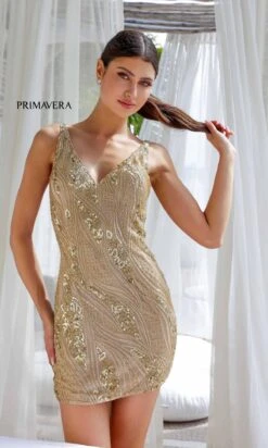 Primavera Short Party Dress 4249 -SIMPLY DRESS SALE 4249GOLD0209