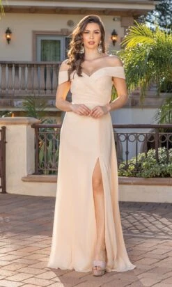 Off-the-Shoulder Classic Long Formal Dress 4289 -SIMPLY DRESS SALE 4289champagne 2