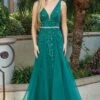 Floral-Embellished Long V-Neck Prom Dress 4311 -SIMPLY DRESS SALE 4311hgreen 1