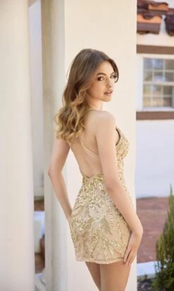 Primavera Short Party Dress 4484 -SIMPLY DRESS SALE 4484GOLDBACK homecoming dress