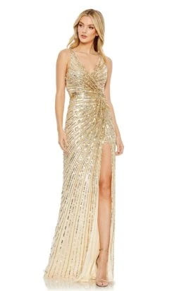 Mac Duggal Long Formal Dress 5685 -SIMPLY DRESS SALE 5685 Gold AB