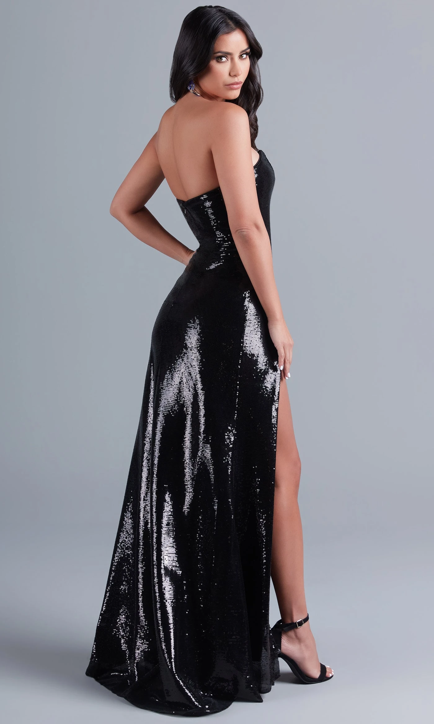 Strapless Deep V-Neck Long Sequin Prom Dress 4 Strapless Deep V-Neck Long Sequin Prom Dress - Image 2