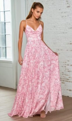 Ladivine Long Formal Dress 7444 -SIMPLY DRESS SALE 7444 rose front