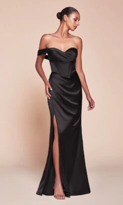 Ladivine Long Formal Dress 7448 -SIMPLY DRESS SALE 7448 black front