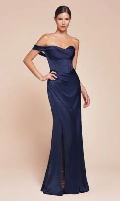 Ladivine Long Formal Dress 7448 -SIMPLY DRESS SALE 7448 navy front