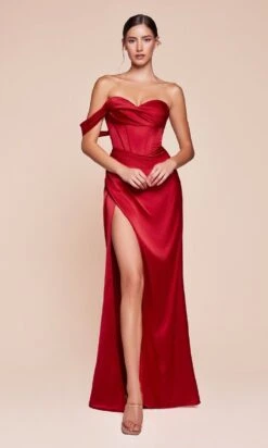 Ladivine Long Formal Dress 7448 -SIMPLY DRESS SALE 7448 red front