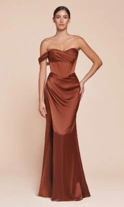 Ladivine Long Formal Dress 7448 -SIMPLY DRESS SALE 7448 sienna front
