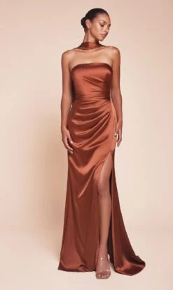 Ladivine Long Formal Dress 7451 -SIMPLY DRESS SALE 7451 sienna front