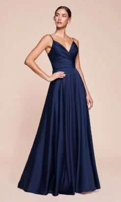 Ladivine Long Formal Dress 7485-1 -SIMPLY DRESS SALE 7485 NAVY FRONT long prom dresses