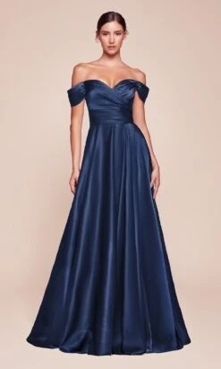 Ladivine Long Formal Dress 7493-1 -SIMPLY DRESS SALE 7493 NAVY FRONT long prom dresses