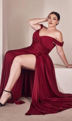 Long Formal Dress 7493 By Ladivine -SIMPLY DRESS SALE 7493c burgundy