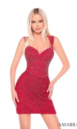 Amarra Short Party Dress 88036 -SIMPLY DRESS SALE 88036Red a