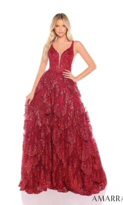 Amarra Long Formal Dress 88265 -SIMPLY DRESS SALE 88265Wine long prom dress