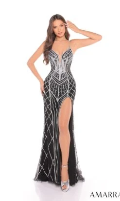 Amarra Long Formal Dress 88375 -SIMPLY DRESS SALE 88375BlackSilver long prom dress