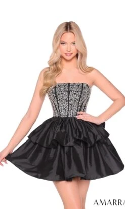 Amarra Short Party Dress 88952 -SIMPLY DRESS SALE 88952BlackSilver a